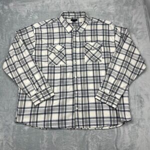 Steve's Jeans Flannel Shirt Mens 5X White Plaid Long Sleeve Collared Button Up